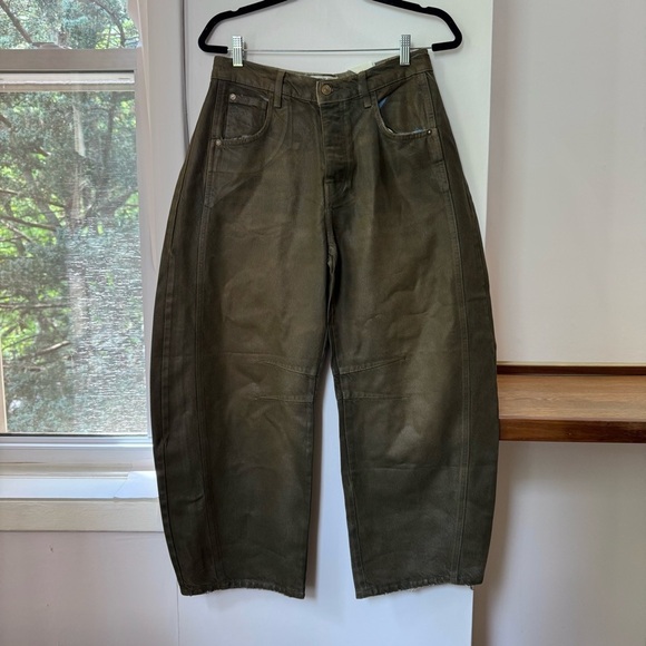 NWT Free People Good Luck Barrel Jeans Faux Leather Coated 28 - Picture 9 of 14